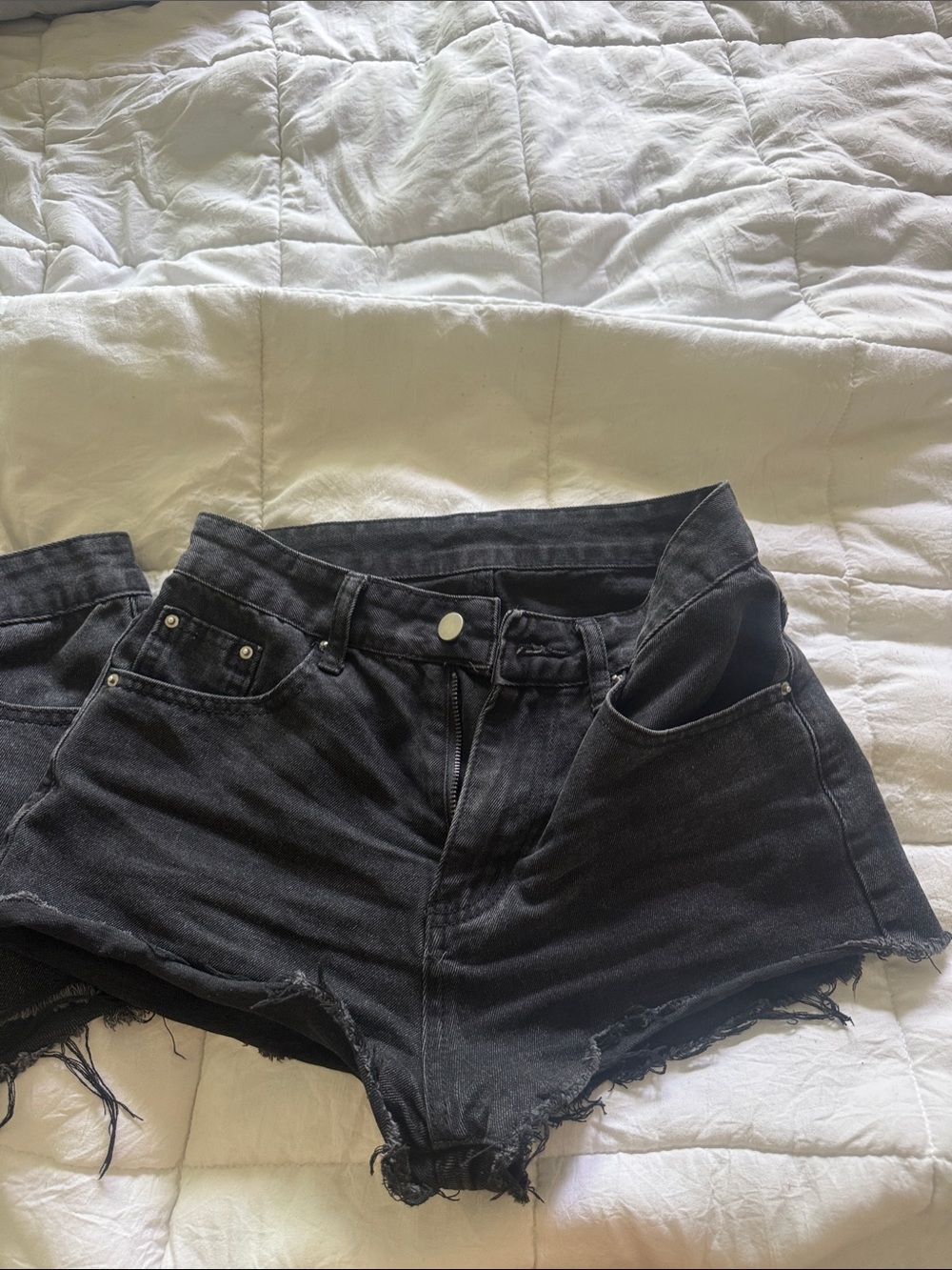 Black Denim Jean Shorts - Classic High-Waist Cut